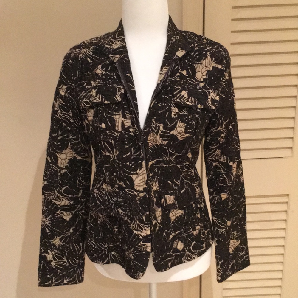 Safari style zip front cotton blend jacket